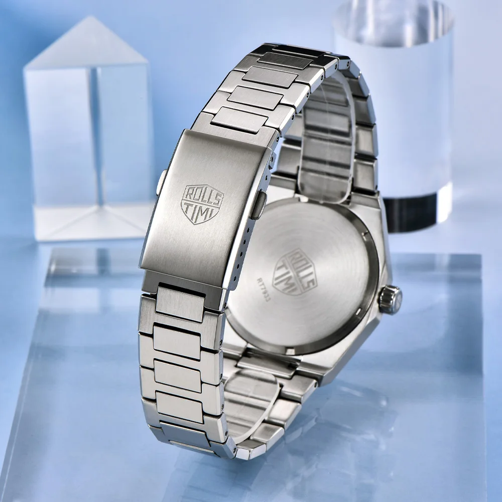 2025 RollsTimi reloj para hombre, reloj de cuarzo de alta moda para hombre, espejo de zafiro luminoso, reloj deportivo resistente al agua para hombre de acero inoxidable