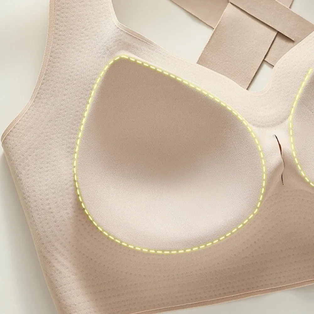 2 em 1 mulheres sutiãs sem costura volta corretor de postura fivela frontal sem fio roupa interior cor sólida cruz volta anti-flacidez sutiã