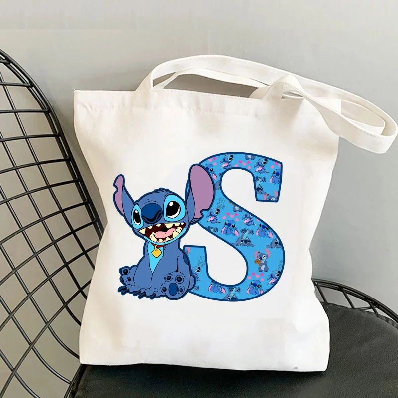 New Stitch Disney Canvas Bags borse a tracolla per le donne Cute Cartoon Letter Printed Shoulder Bags Shopping Bag regali di compleanno