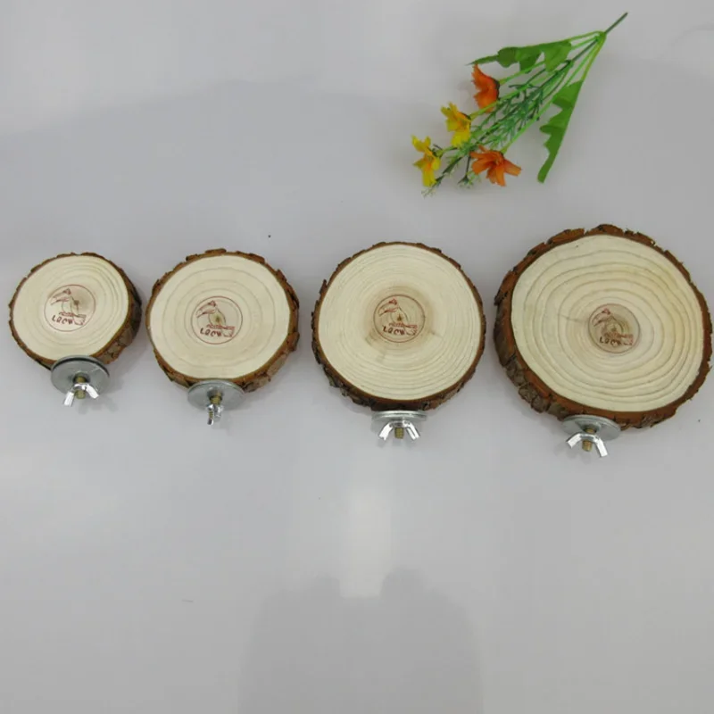 Round Wooden Squirrel Parrot Bird Perch Stand Platform Pet Bird Squirrel Chinchilla Parrot Wooden Pier Diving Platform