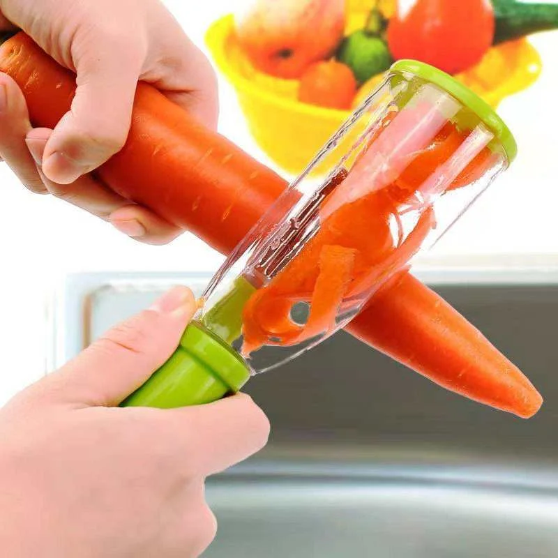 Multi-Function Stainless Steel Manual Vegetables Peeler With Plastic Container Fruits Kitchen Peeler for Carrot Potato Apple