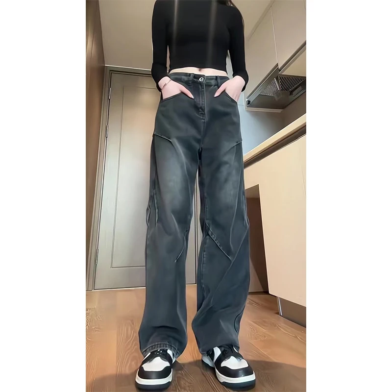 

Мужские джинсы American Waed High Street с широкими штанинами, осенне-зимние, свободного прямого кроя, из денима, Jiangsu Anghai Outfits