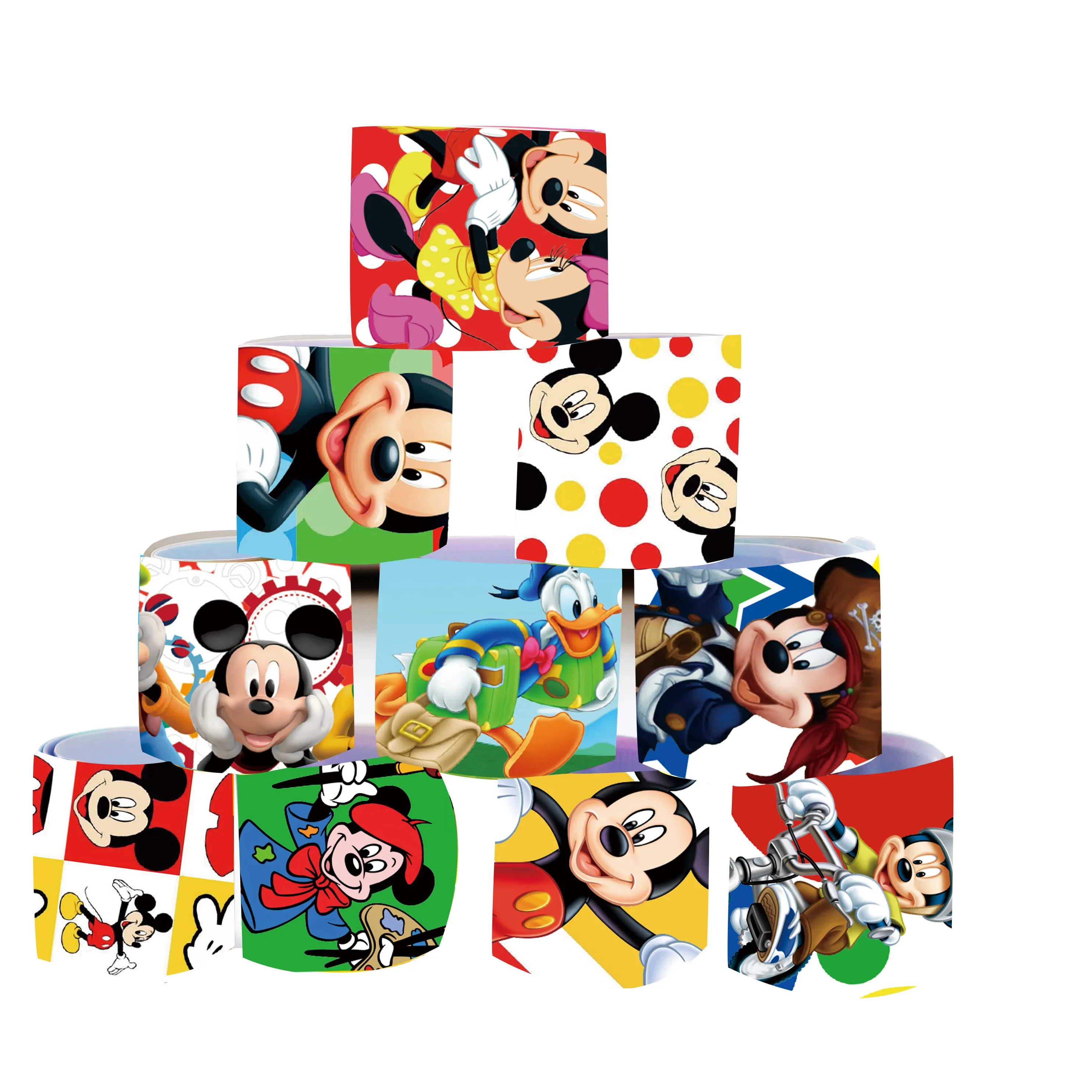 12pcs Disney Mickey Mouse Series Slap Bracelet Pvc Snap Circle Cartoon Pat Circle Bracelet Children Fun Gifts Birthday Gifts view 3