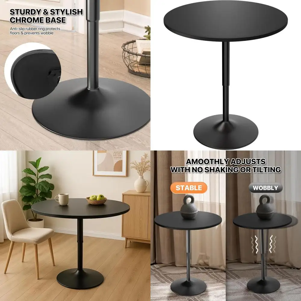 

Круглый стол для паба с регулируемой высотой 31), 26–35 лет, увеличенное основание, подходит для гостиной, патио или бистро, черный