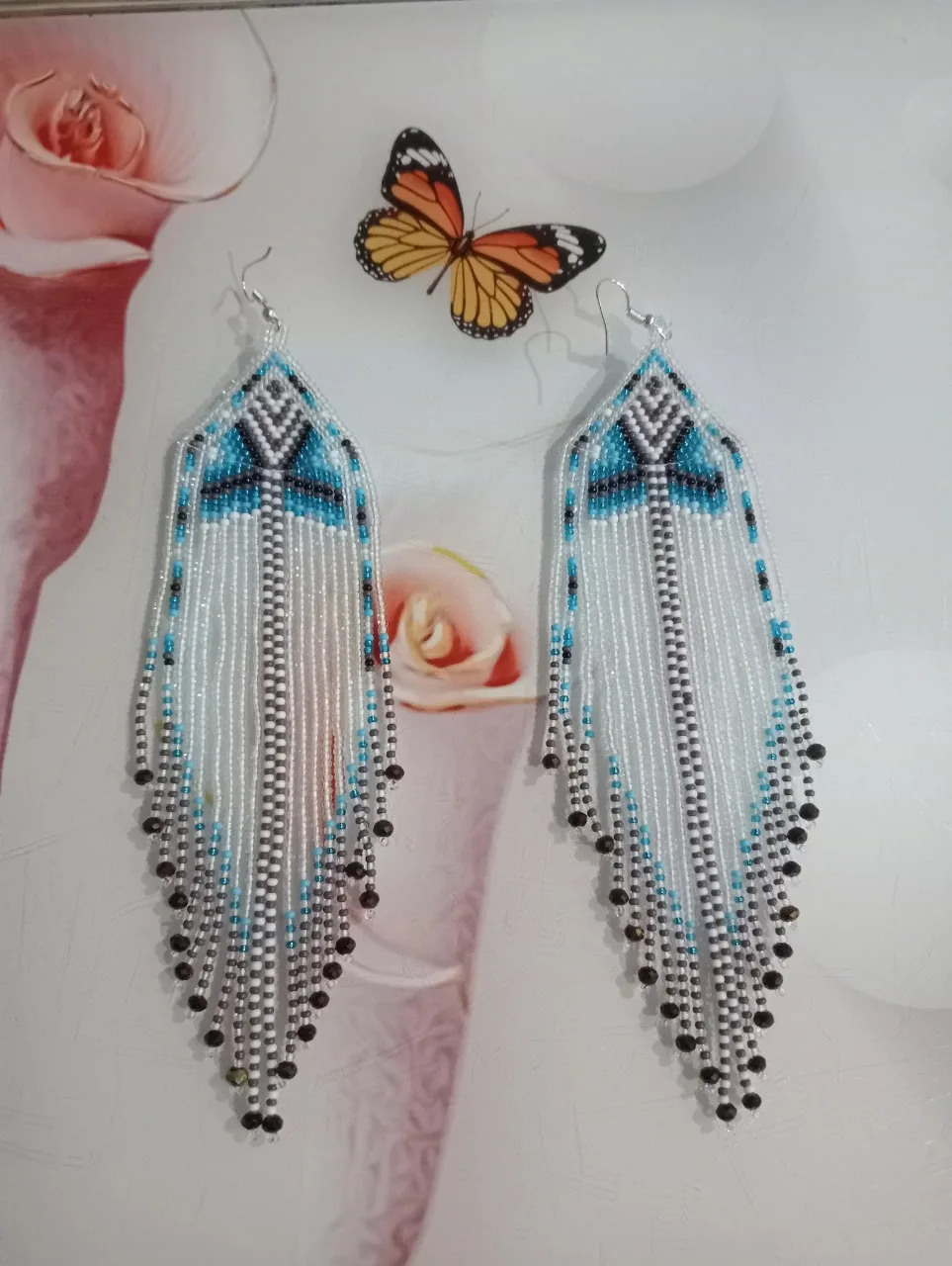 ZGMXR Rice bead earrings Tassel Hand-woven Geometry Fashion Colorful Alloy Simple Original Pattern  Bohemia Beaded earrings