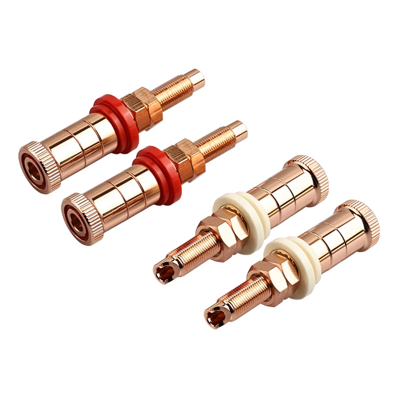 4PCS Pure copper, gold-plated and rhodium-plated, purple copper power amplifier, speaker, terminal block, banana head socket