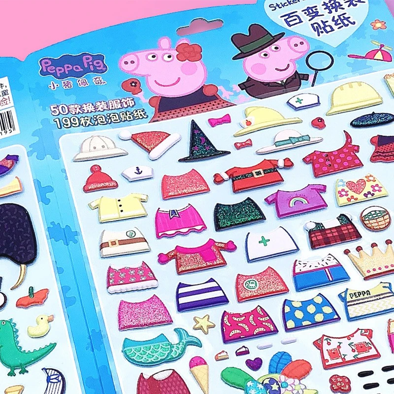 Peppa Pig Schaumstoff-Aufkleberbuch für 3–6 Jahre alte Kinder, Cartoon-Aufkleber, Kindergarten-Dressing, frühe Bildung, Lernspielzeug