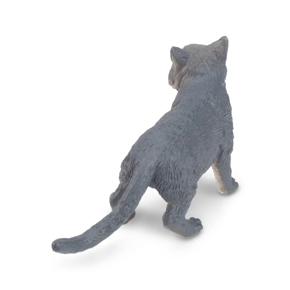 Toymany Simulation Russian Blue Cat Pet Animal Model Toy Mini Figures Action Figurines Kid Educational Gift & Cake Deco