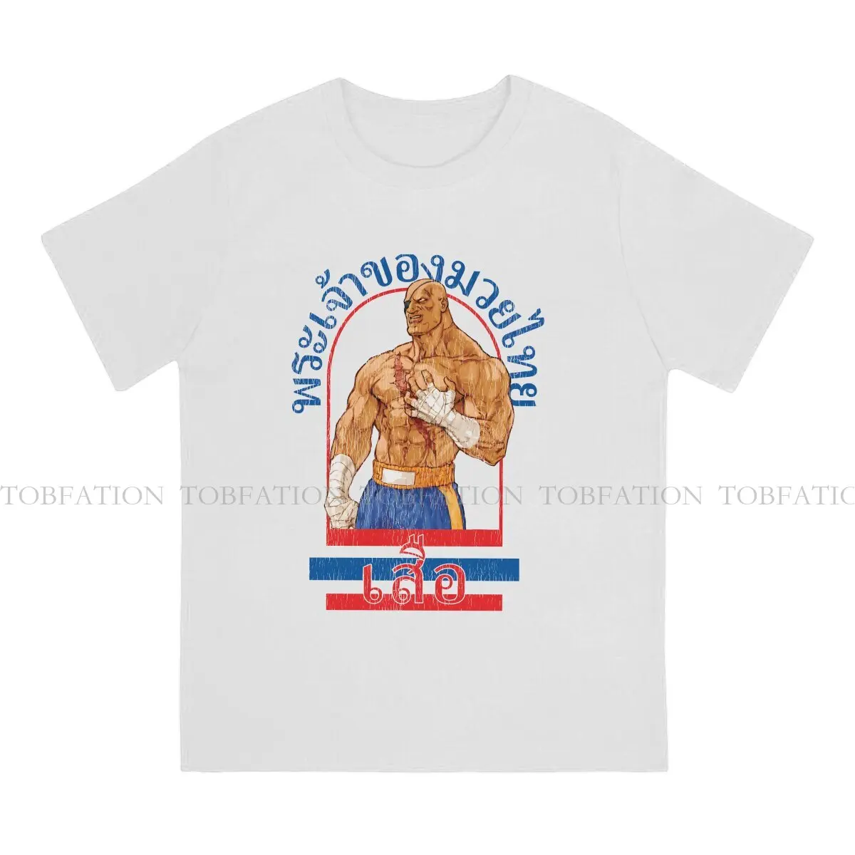 Sagat God of Muay Thai Gym Street Fighters Men T Shirt Cotton Grunge Crewneck Tee Shirt Harajuku Clothes