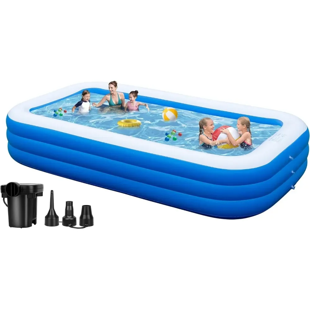 

Extra Large Inflatable Pool for Adults-130"x72"x 22"Oversized Thickened Blow Up Pool with Pump, Family Swimming Pool for Outdoor