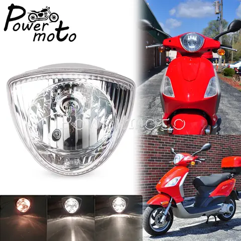For Piaggio Fly 50 100 125 2T 4T Euro 3 Liberty 50 125 Headlamp Scooter Clear Headlight E6 E-mark Front Light Lamp High Low Beam