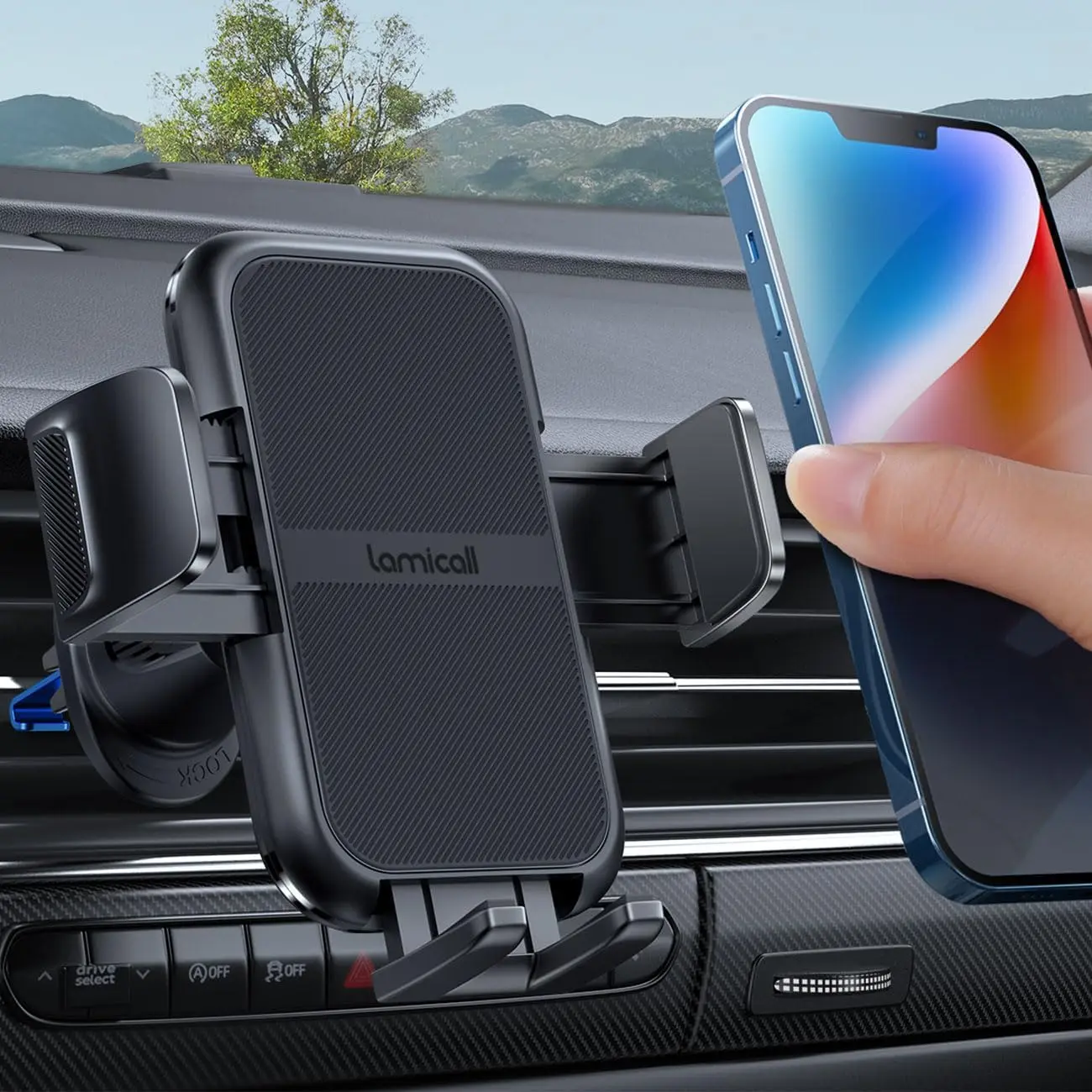 Wider Clamp Car Phone Holder Vent Mount for Thick Cases, Compatible with iPhone 16 15 14 13 Pro Max Smartphones