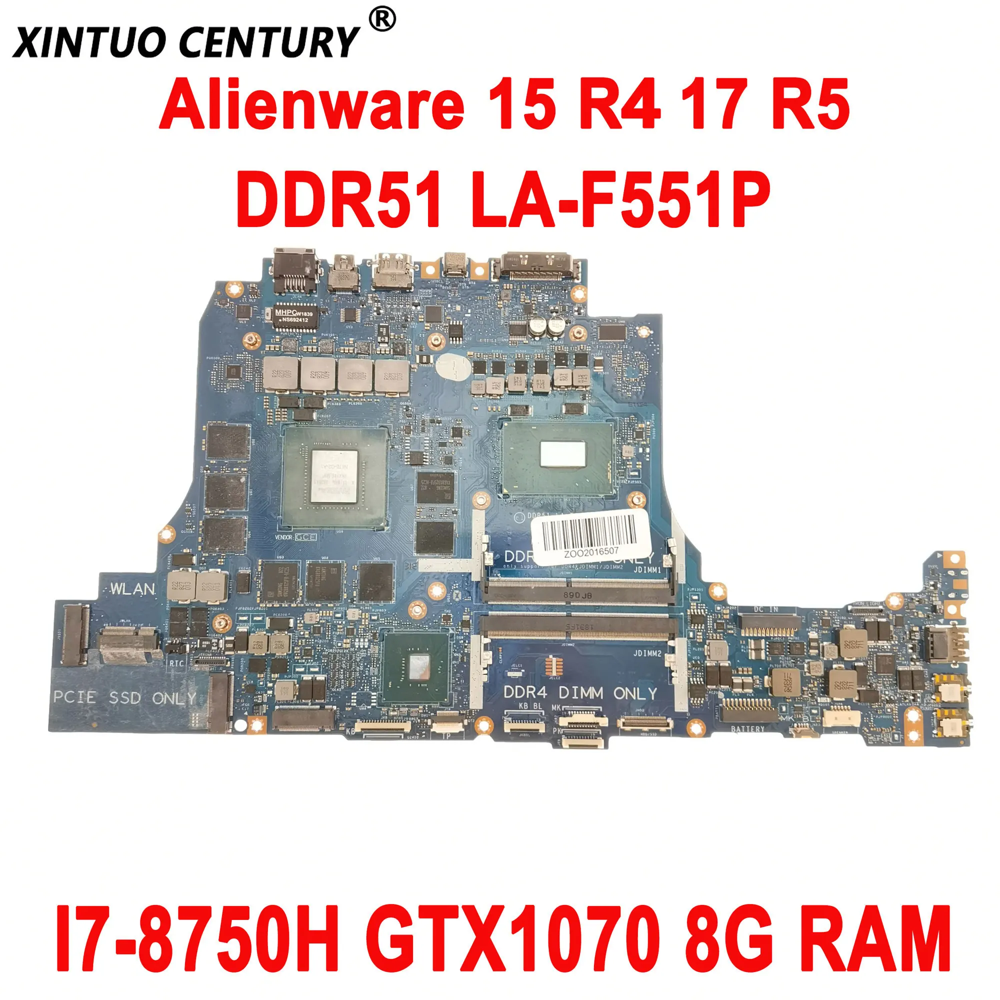 

CN-0D3R1D 0D3R1D D3R1D For Dell Alienware 15 R4 17 R5 Laptop Motherboard DDR51 LA-F551P i7-8750H i9-8950HK CPU GTX1070 8G DDR4