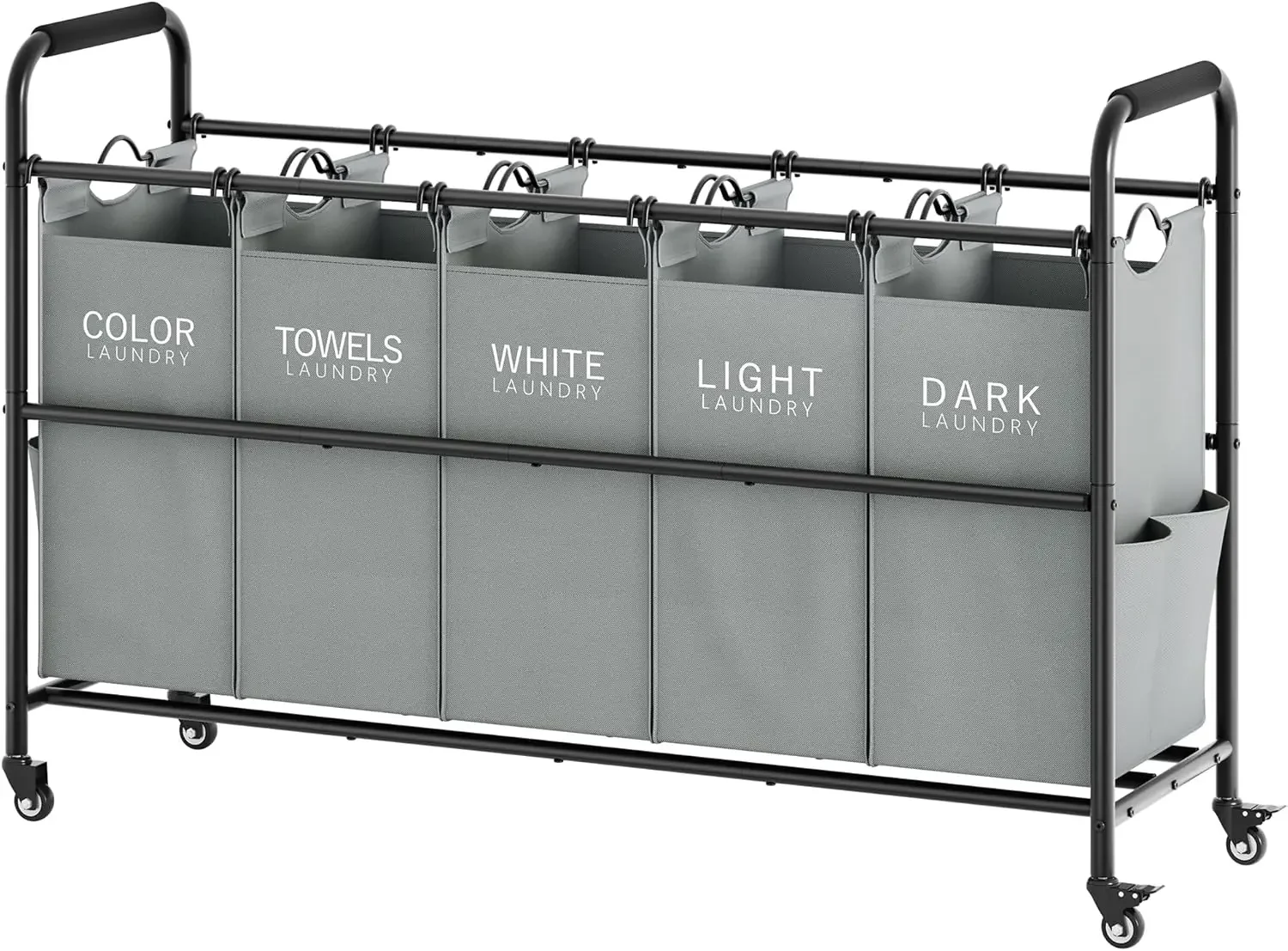 

Laundry Sorter, Laundry Hamper 5 Section with Heavy Duty Rolling Lockable Wheels, Laundry Basket Organizer with Removable