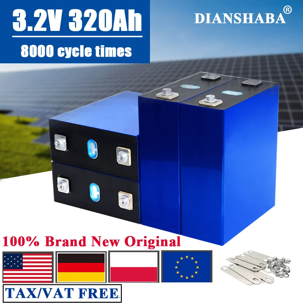 

electric vehicle solar system Brand New A-Grade 320Ah 8000 cycle LiFePO4 3.2V rechargeable battery DIY 12V 24V 48V RV 4PCS