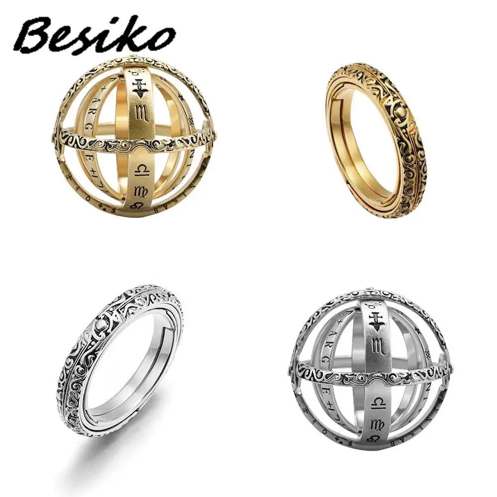 Besiko Vintage Astronomical Ball Rings For Women Men Creative Complex Rotating Cosmic Finger Ring Jewelry  Wholesale