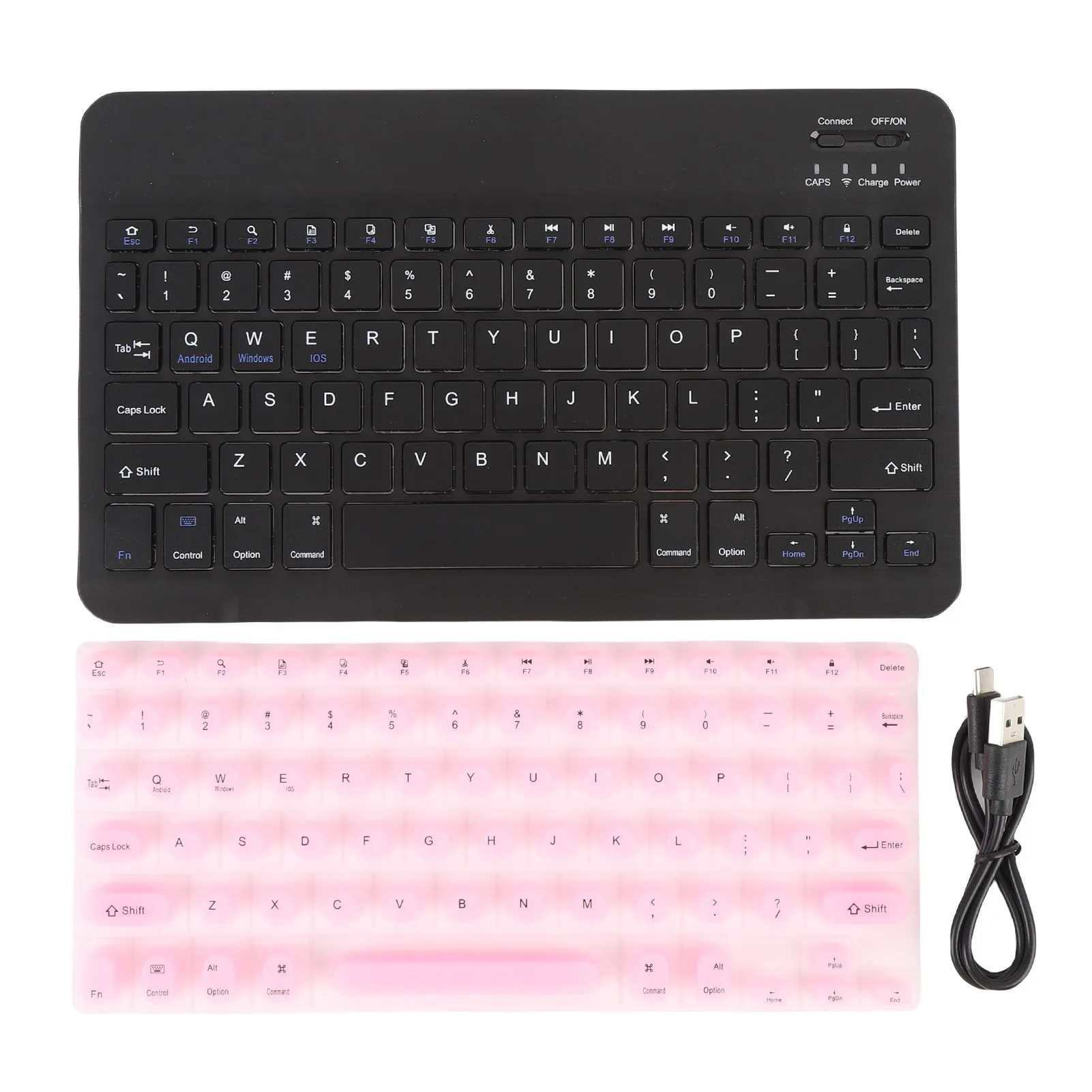 Wireless Bluetooth Keyboard with Silicone Raised Protective Cover Slim Quiet Keyboard for Long Nail Women