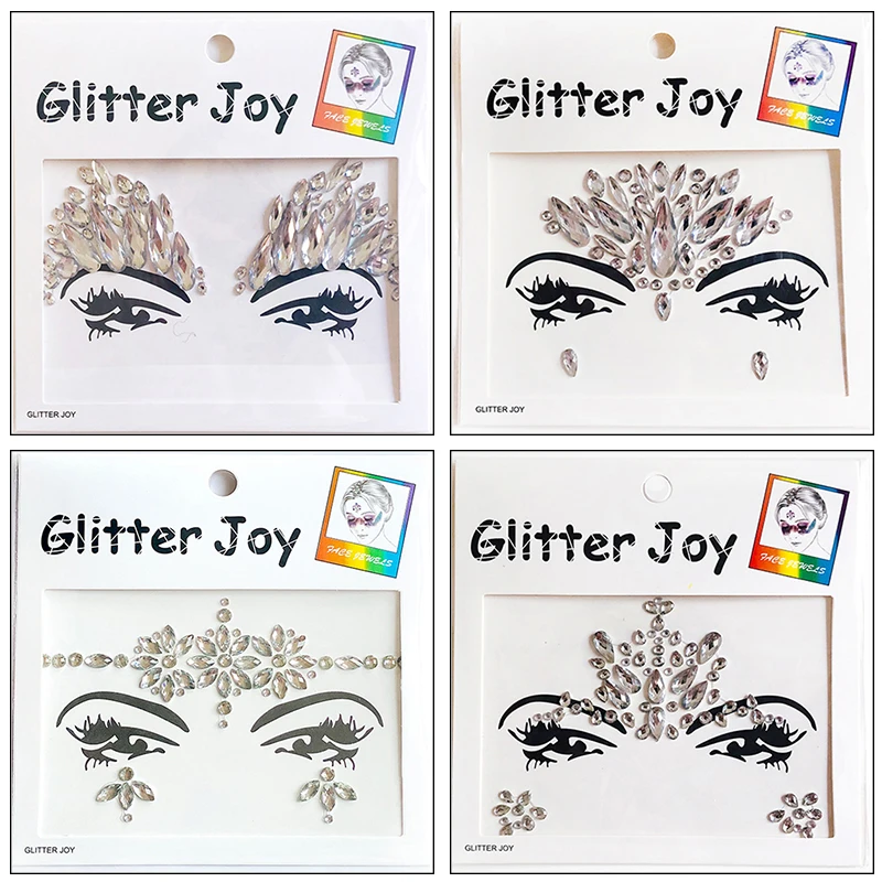 3D Glitter Juwelen Gezicht Tattoo Sticker Diy Kids Holiday Party Maskerade Tattoo Stickers Glitter Body Borst Gemstemporary Tattoos