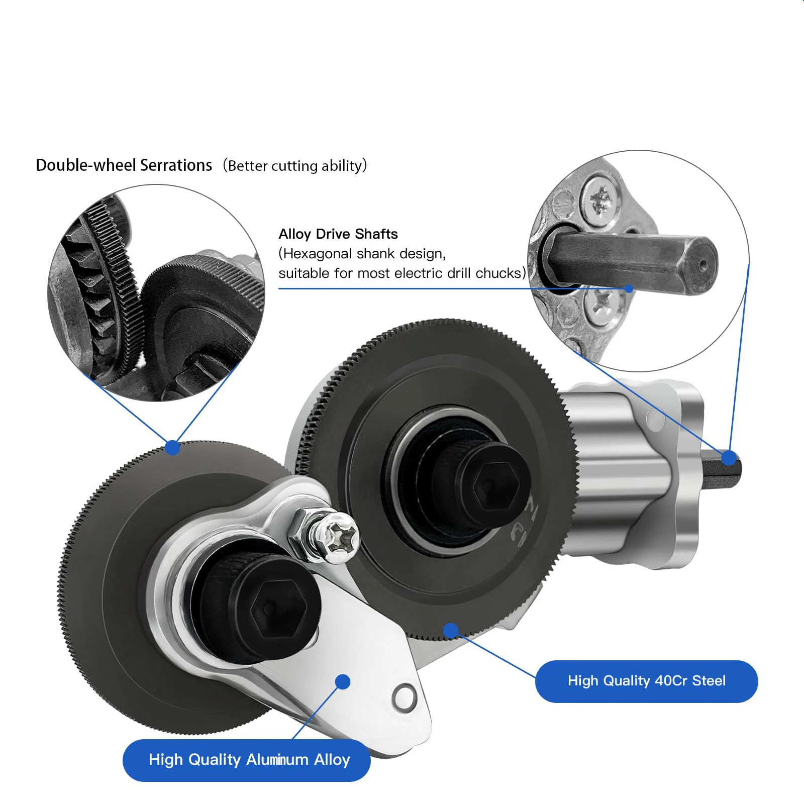 Electric Drill Plate Cutter, Metal Nibbler Drill Attachment, Sheet Metal Cutter with Adapter DIY Drill Attachment for Cutting