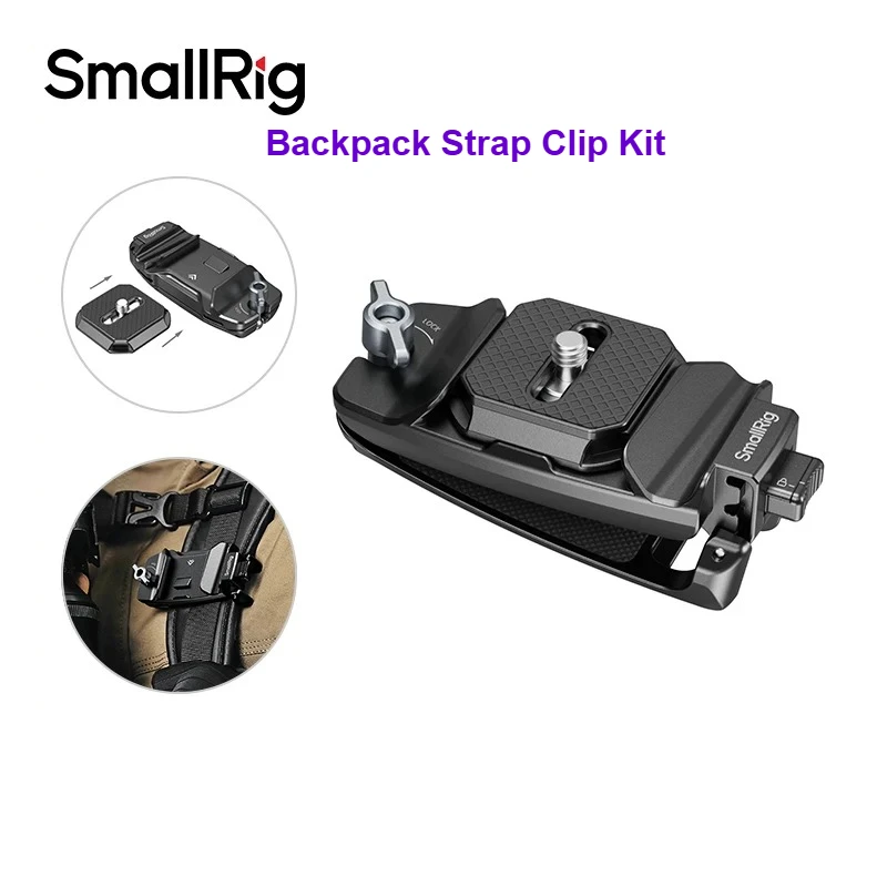 SmallRig Camera Clip with Quick Release Mount Plate Backpack Strap Clip Kit for Arca-Swiss for Sony Nikon Canon Fujifilm Camera
