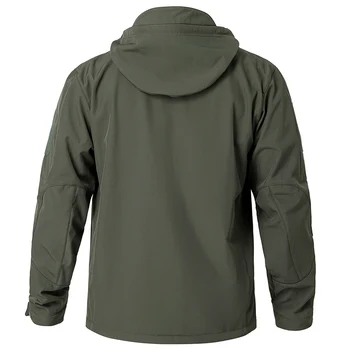 Men's Waterproof Softshell Tactical Jacket Winter Windproof Fleece Hoodie Jacket Outdoor Hiking Skiing Windbreaker Coat 2
