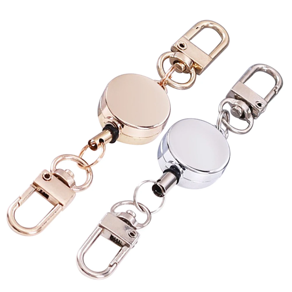 

2pcs Retractable Anti-lost Heavy Duty XH-05 Silver Retractable Keychain Gold Badge Holder Multi-functional Camping