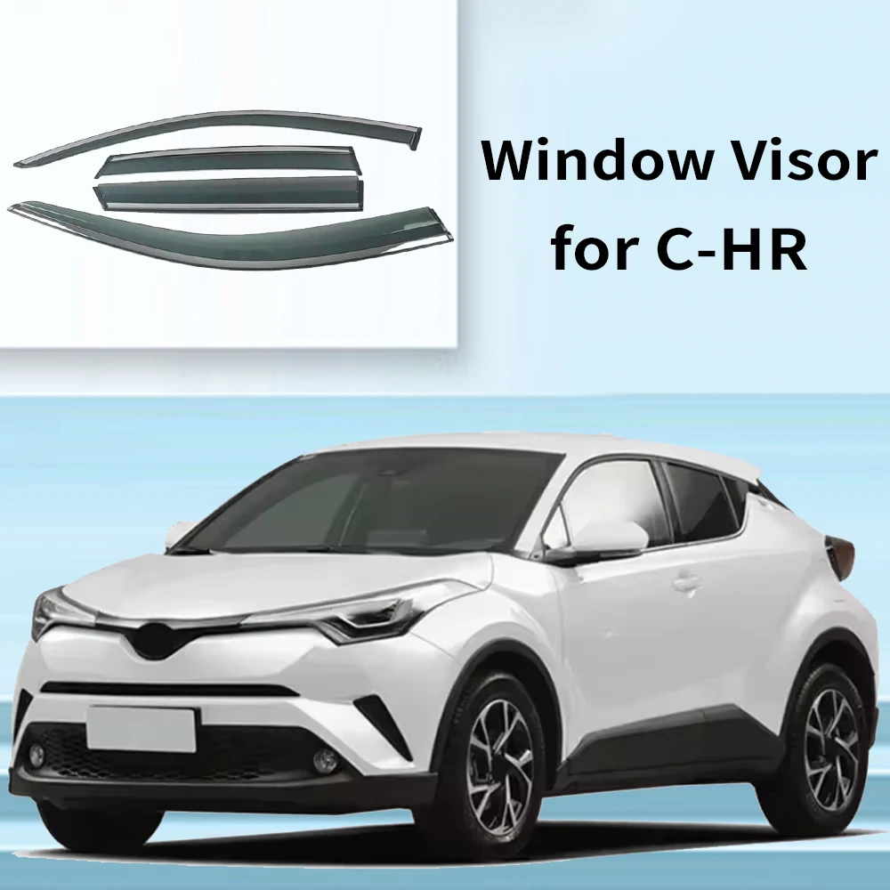 

Хромированные полоски, защита от дождя для TOYOTA C-HR 2016-2023, оконный козырек, ветровые дефлекторы, дверной козырек, вентиляционные шторы, вентиляционный козырек