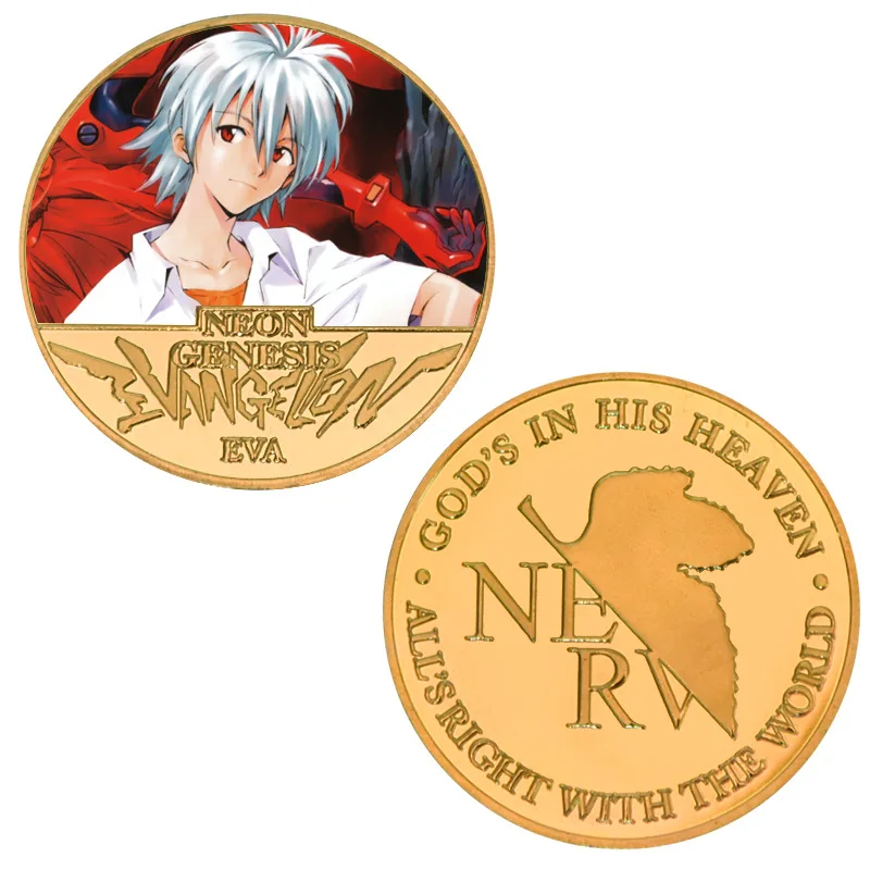 EVA Commemorative Collection Gold Coins Neon Genesis Evangelion Anime Figure Asuka Langley Ayanami Rei Portrait Anime Coin Gift view 3