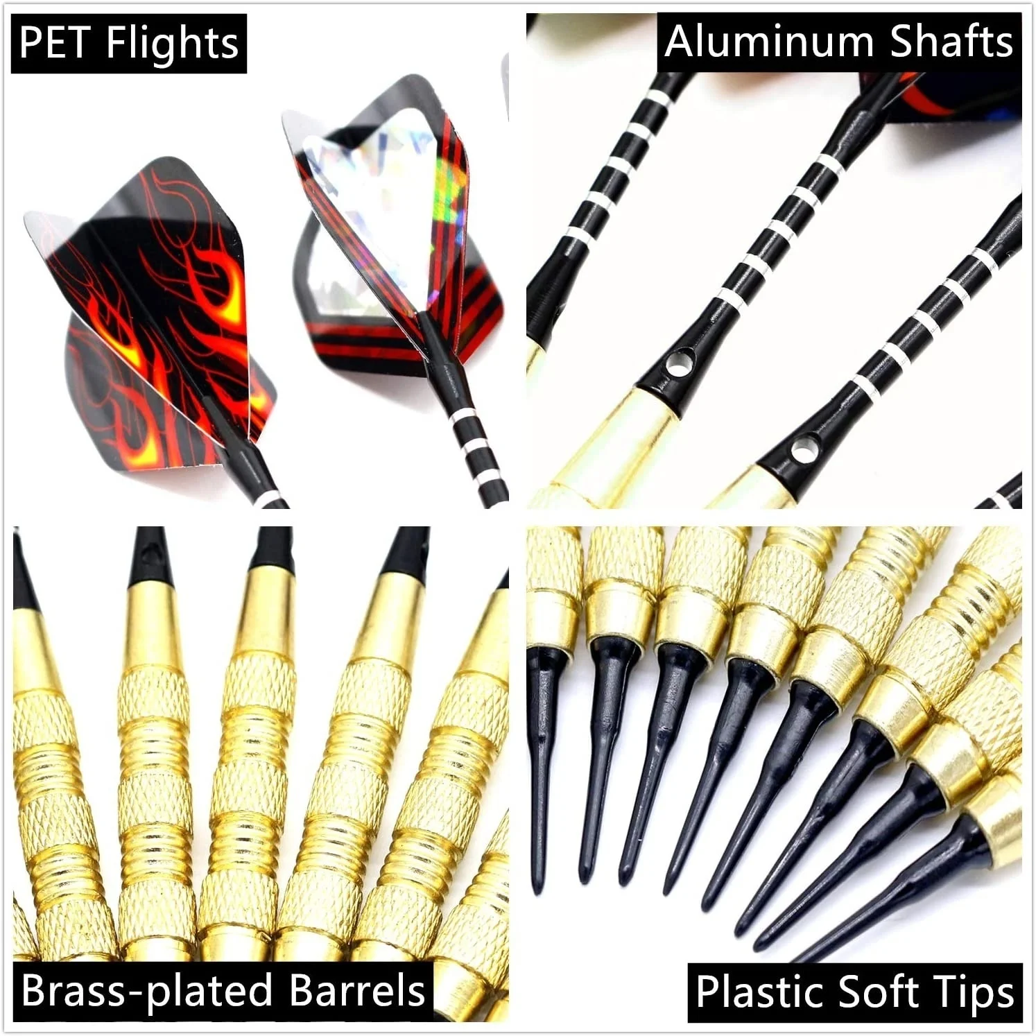 12PCS 18g Professional Plastic Tip Darts Set Brass Steel Barrels Dart Shafts Flights Indoor Entertainment Electronic Dartboard