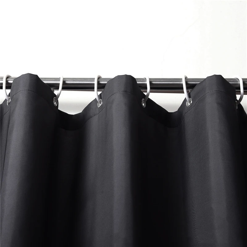 Black Shower Curtains Waterproof Fabric Bath Curtains for Bathroom Bathtub Shade Curtain Large Wide Bathing Cover with Hooks