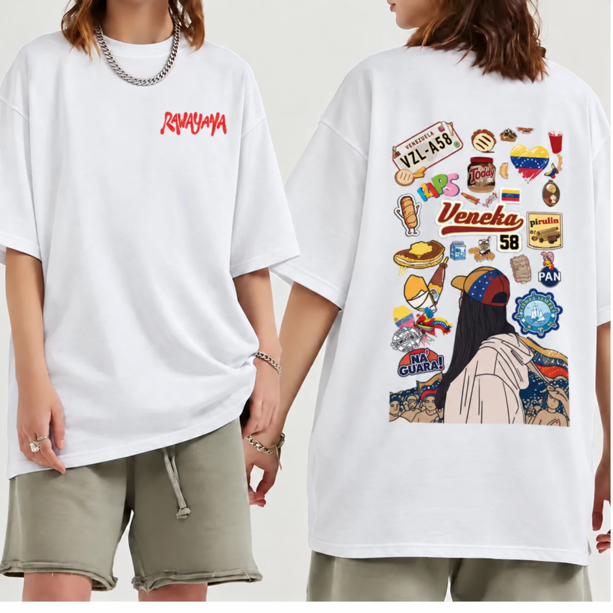 Rawayana ¿Donde Es El After? Veneka 58 Print T-shirt Men's and Women's Harajuku Fashion Trend T Shirt High Quality Cotton Shirt