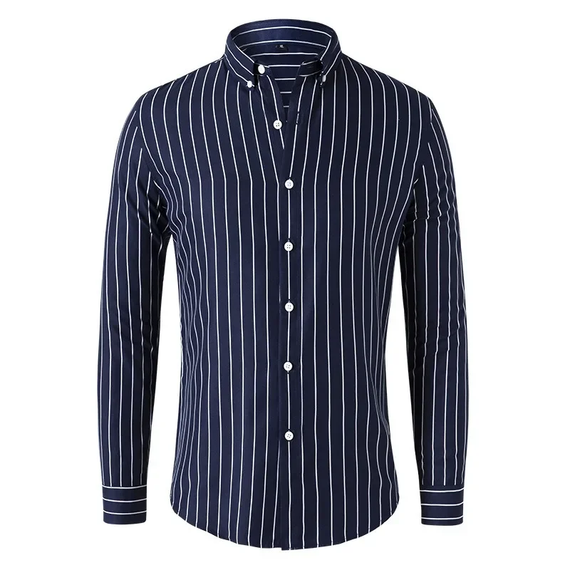 2024 New Spring and Autumn Men\'s Long-sleeved Shirts Trendy Handsome Slim Casual Men\'s Striped Shirts