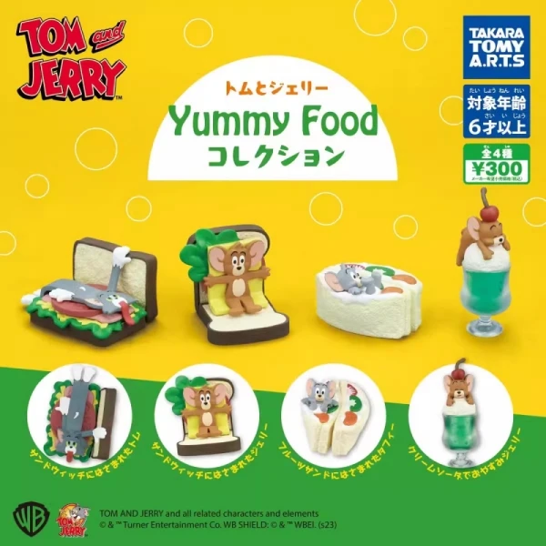 

TOMY Original 4Pcs Gashapon Yummy Food Tom and Jerry Anime Figure Toys For Kids Gift Collectible Model Ornaments