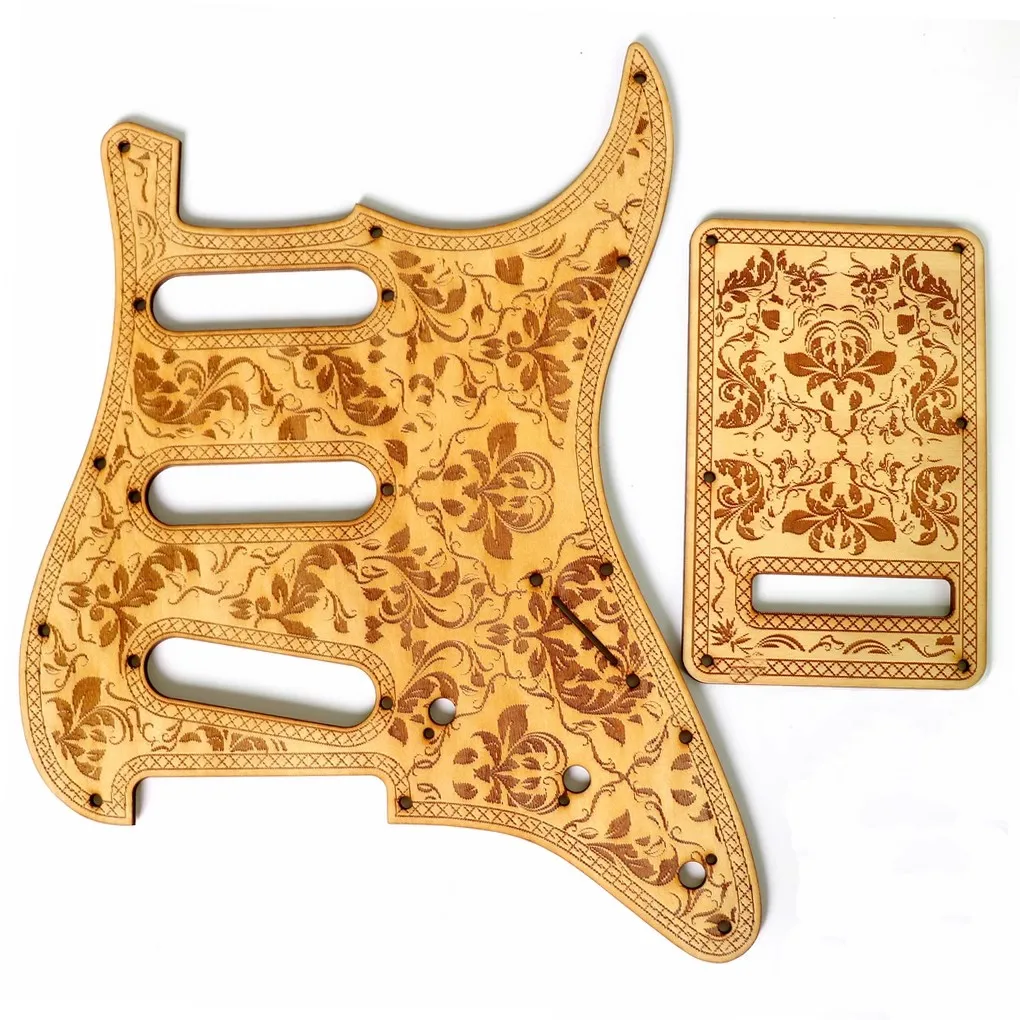 DIY carved basswood front cover Wooden guitar guard 11 nail SSS/SSH wood panel accessories