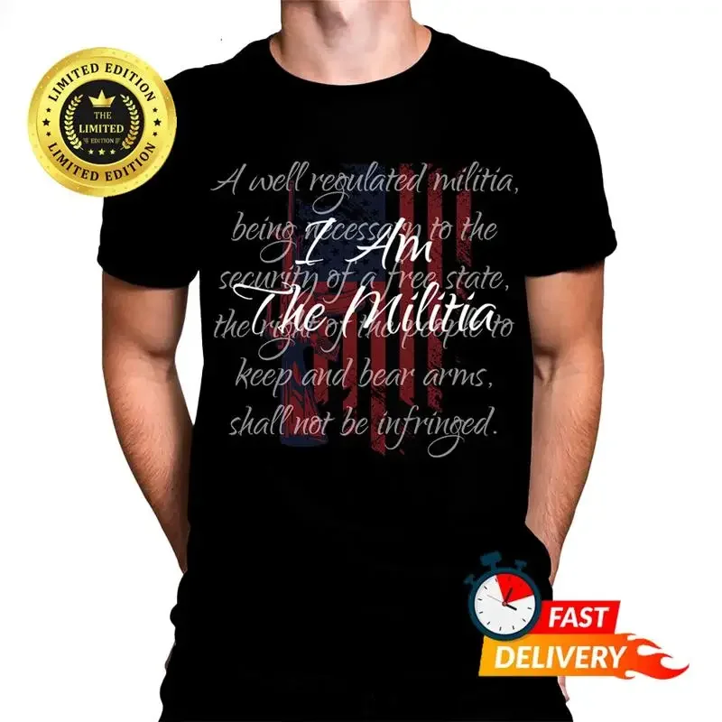 I Am The Militia Pro 2nd Amendment Proud American Flag T-Shirt