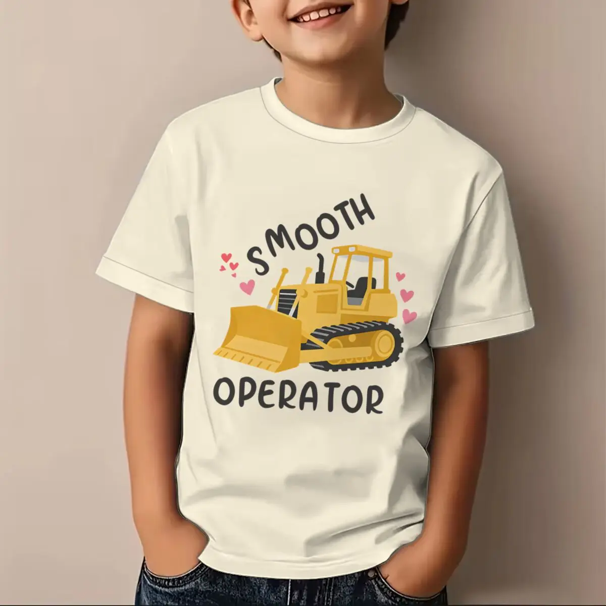 Smooth Operator Excavator Tshirt Kids Summer Short Sleeve Cotton Tee Clothes Kids Boys T-shirts Excavator Tops Clothing