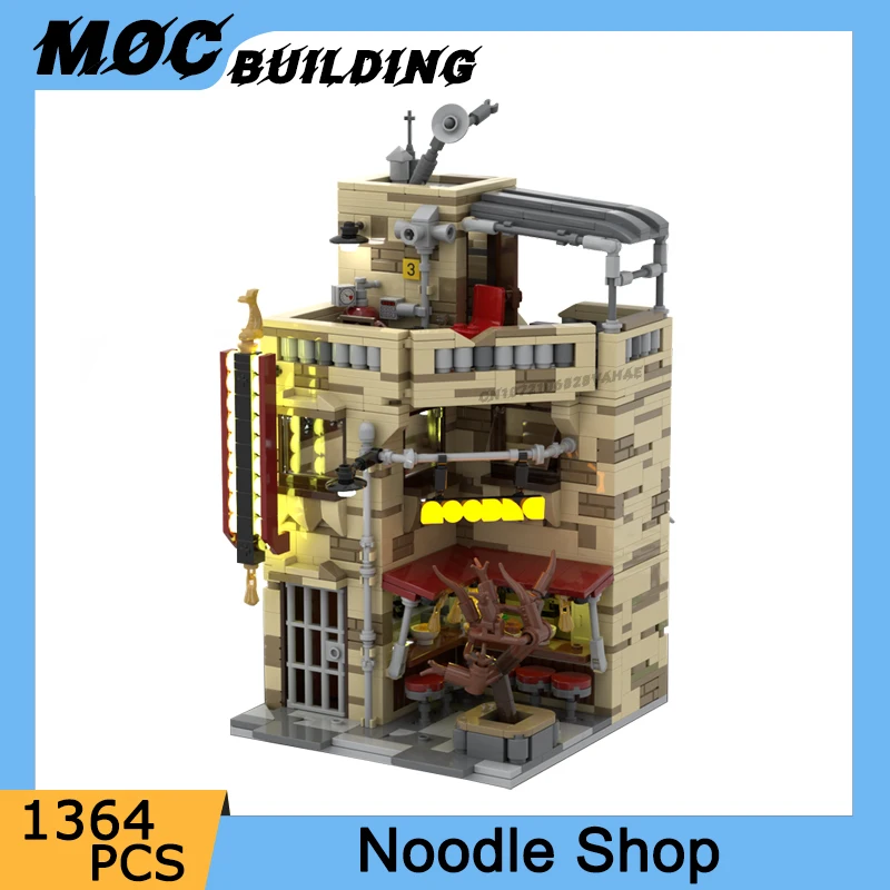 MOC Building Blocks City Street View Series Modular 16x16 Noodle Shop Model DIY Assemble Bricks Creative Collection Toys Gifts