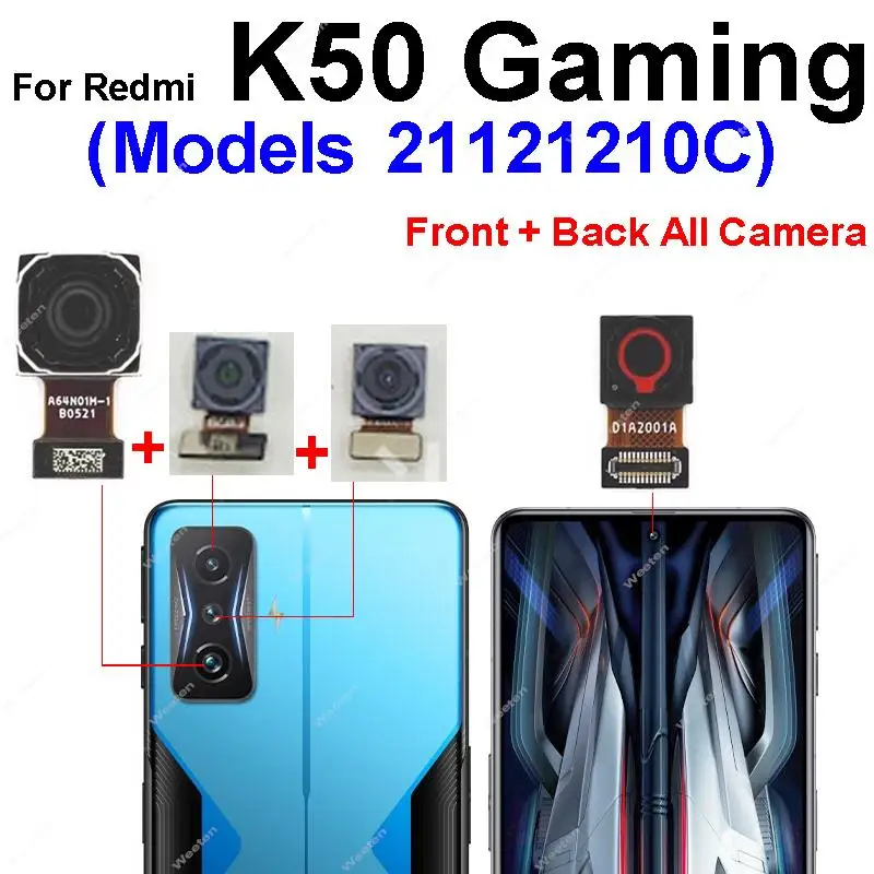 All Set Camera For Xiaomi Redmi K50 Gaming 21121210C Front Selfie Rear Main Front Big Back Camera Module Flex Cable Repair Parts