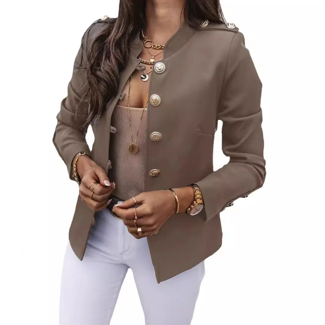 American New Fashion Women’s Solid Color Slim Single-breasted Casual Elegant Trendy Long Sleeve Suit Blazers Female Jacket Coats