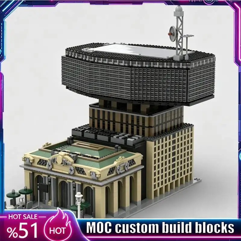 5408Parts Grand Central Terminal Metlife Add-on Model Custom Puzzle DIY Assembly Building Blocks Creative Display Popular Gifts