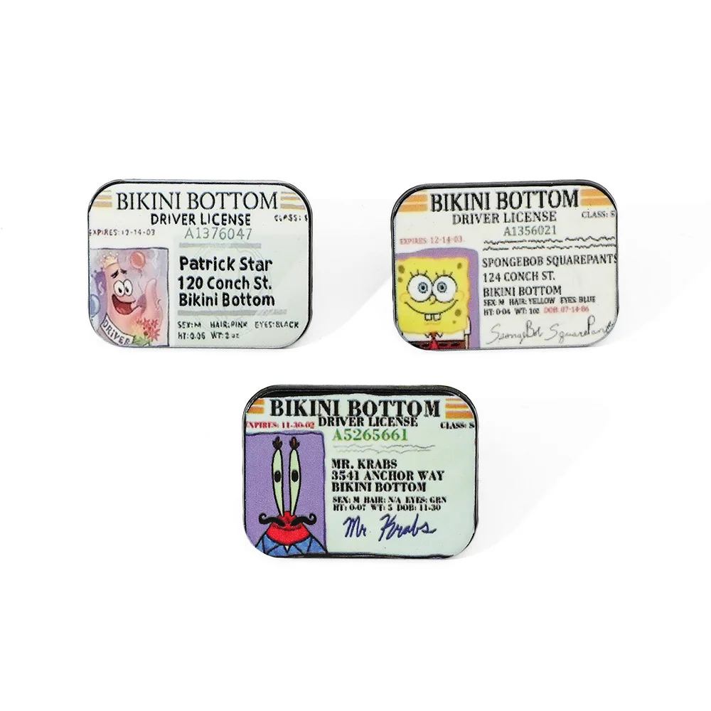 

1 Set Childhood Cartoon Brooch Funny Patrick Star ID Card Enamel Pin Metal Badge Jewelry Clothing Backpack Accessories Gift