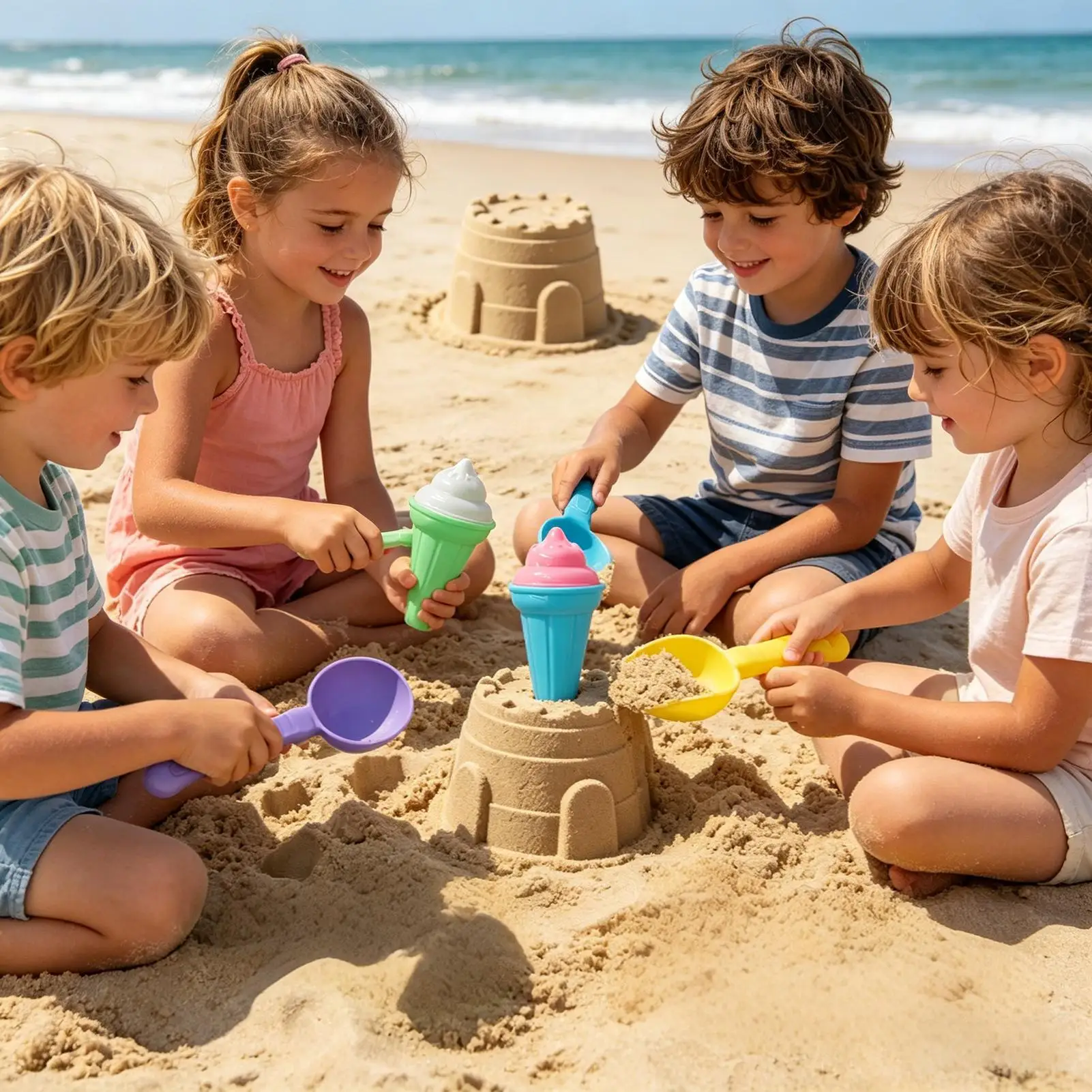Beach Sand Toys 7 Pieces Creative Ice Cream Molds Girls Boys Beach Sand Molds For Teen Family Friends Kids Daughter