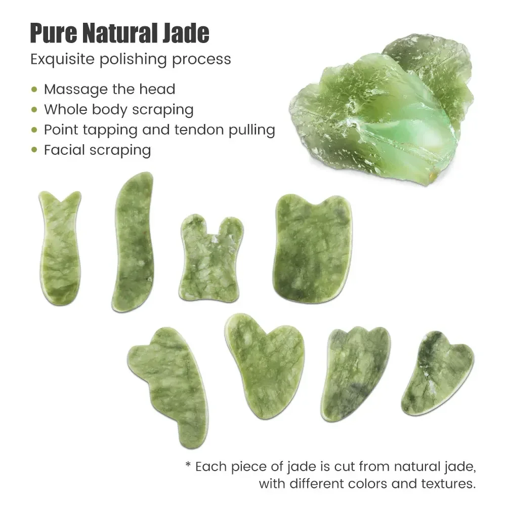 Facial Massager Natural Jade Gua Sha Stone Scraping Board Guasha Massage Plate Gouache Scraper Face SPA Salon Body Masajeador