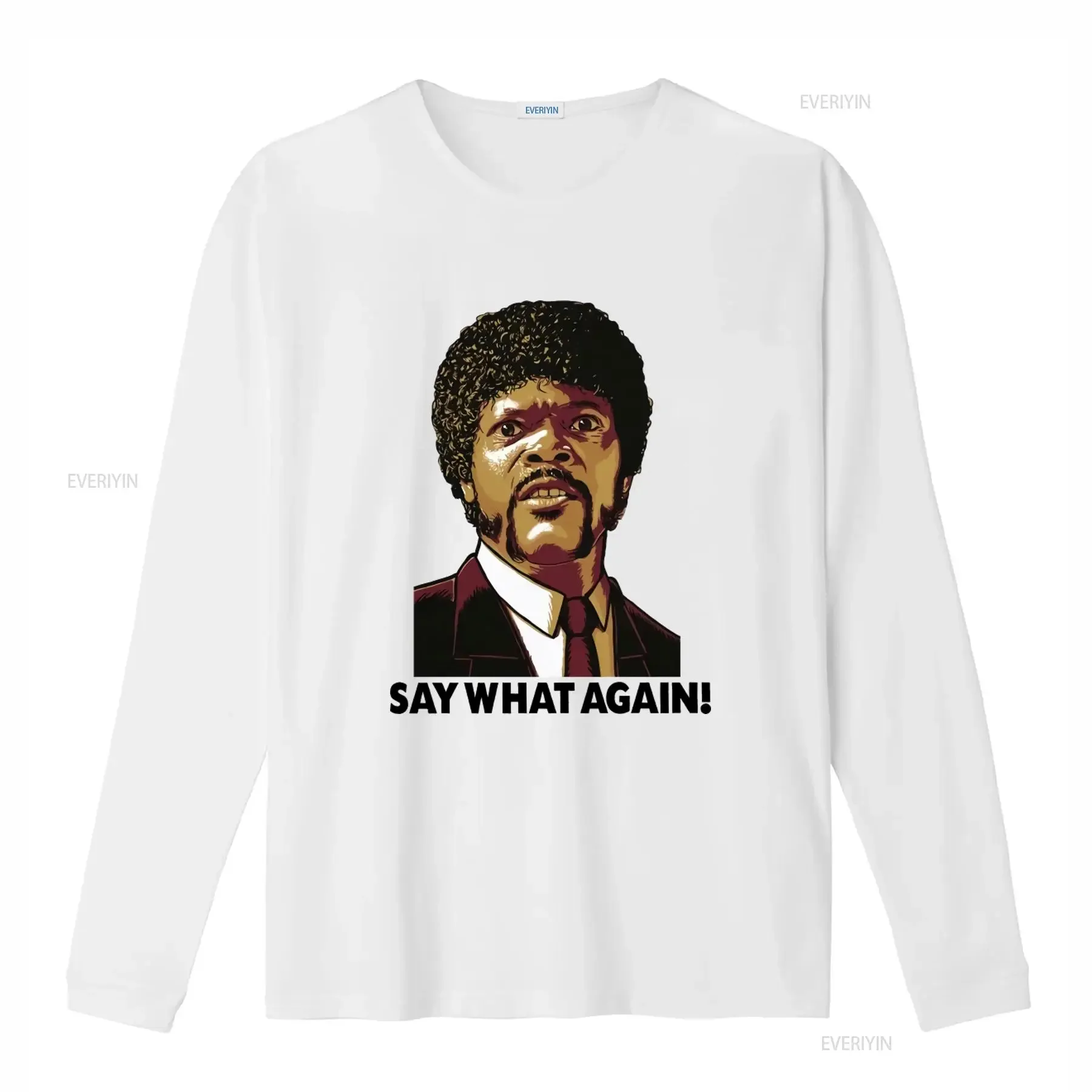 Pulp Fiction Samuel L Jackson Say What Again T Shirt Print vintage Washed Top For Everyday Wear Slightly Casual homme Unisex