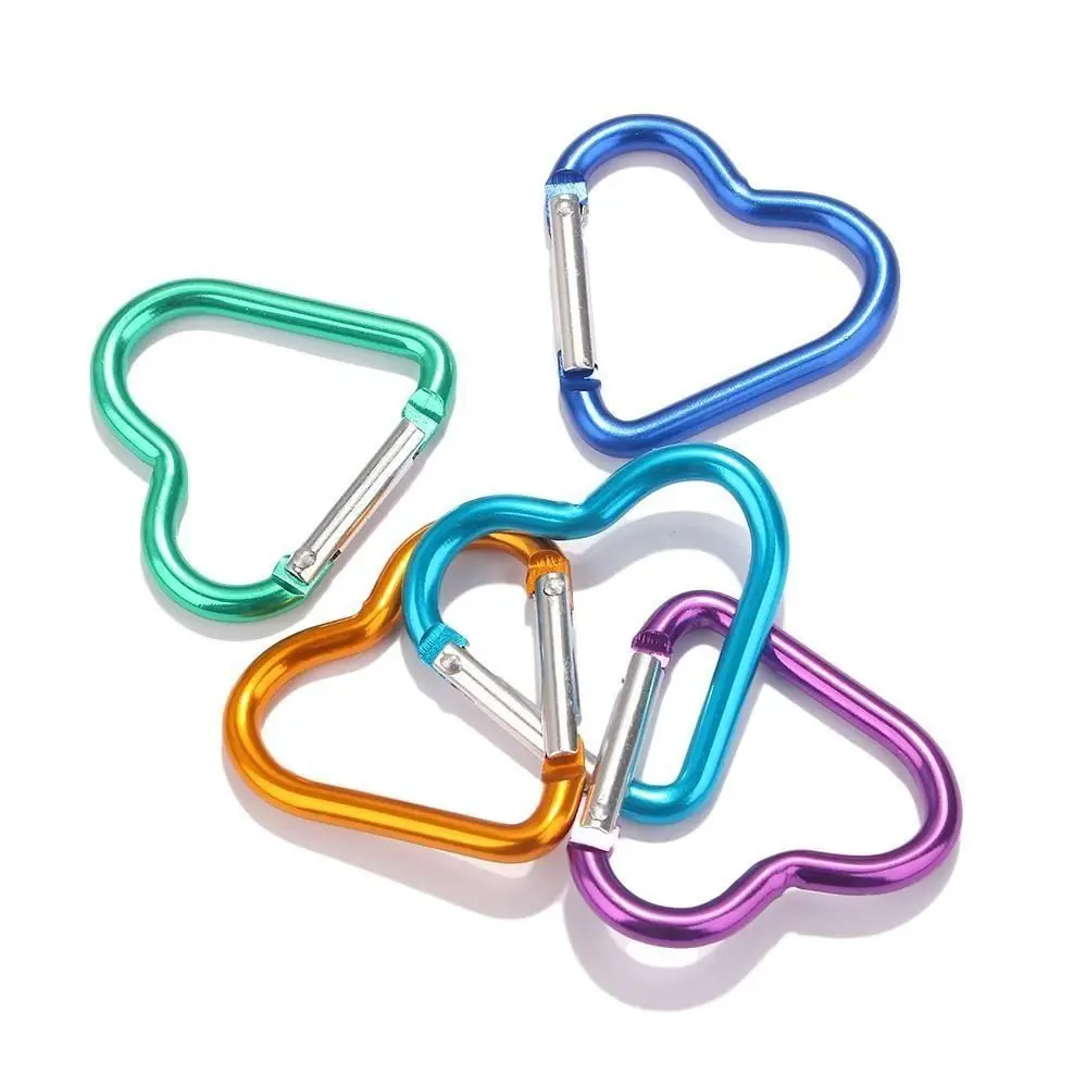 

15pcs Heart-shaped Quick Release Carabiner Aluminum Alloy Electrophoresis Outdoor Sports Buckle Safe Sturdy Fishing