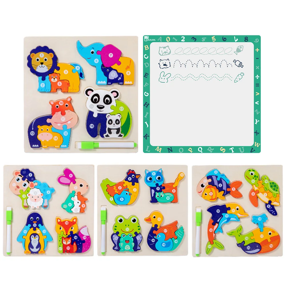 Tunjilool 2 em 1 3d quebra-cabeça brinquedo de madeira prancheta das crianças montessori brinquedos educativos divertido jogo puzzle brinquedo para crianças presentes