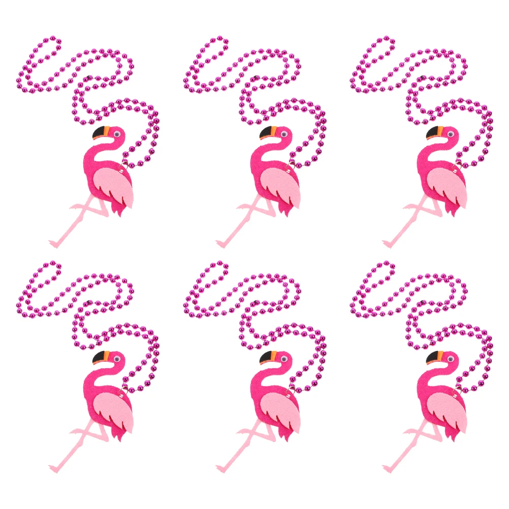 

6 Pcs Flamingo Felt Pendant Necklace Beach Pink Plastic Coastal Jewelry Banquet
