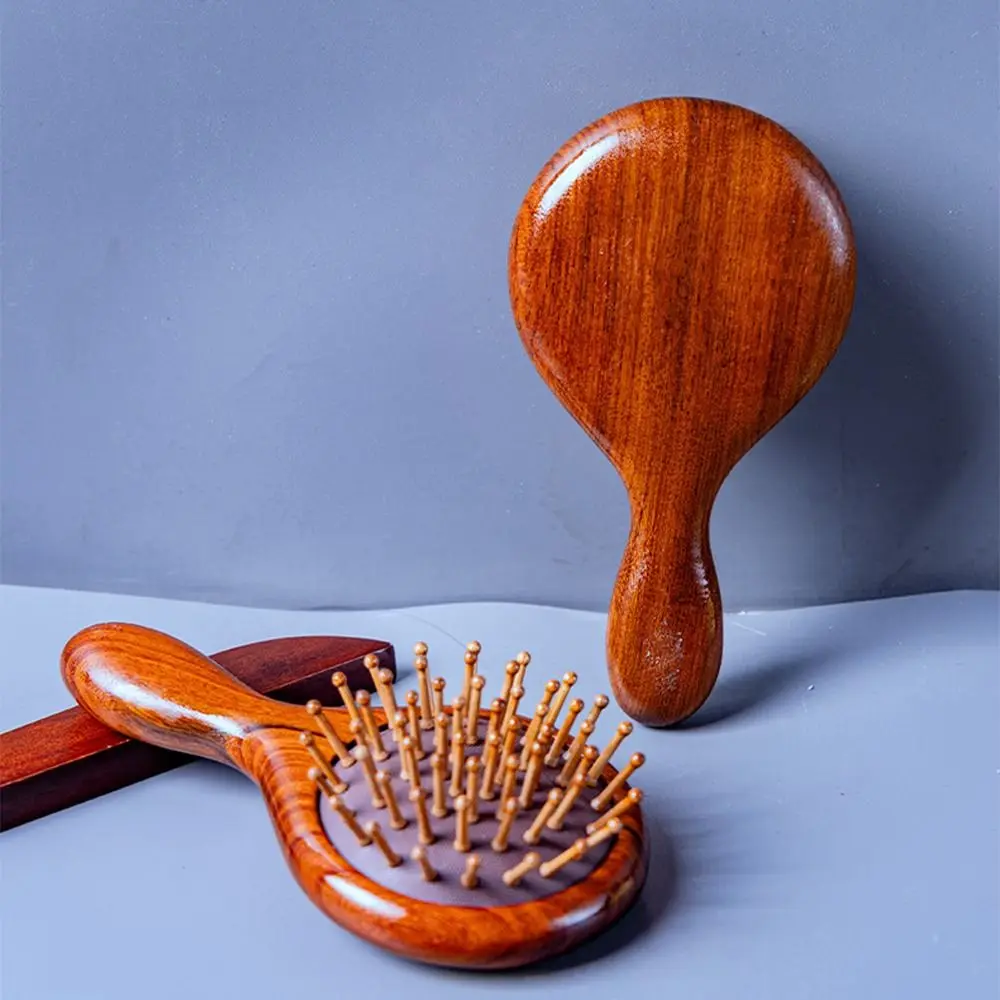 Wood Air Cushion Hair Comb Handmade Scalp Massage Mini Travel Hair Brush Nose Massage Anti Static Cute Cat Face Brush Relax