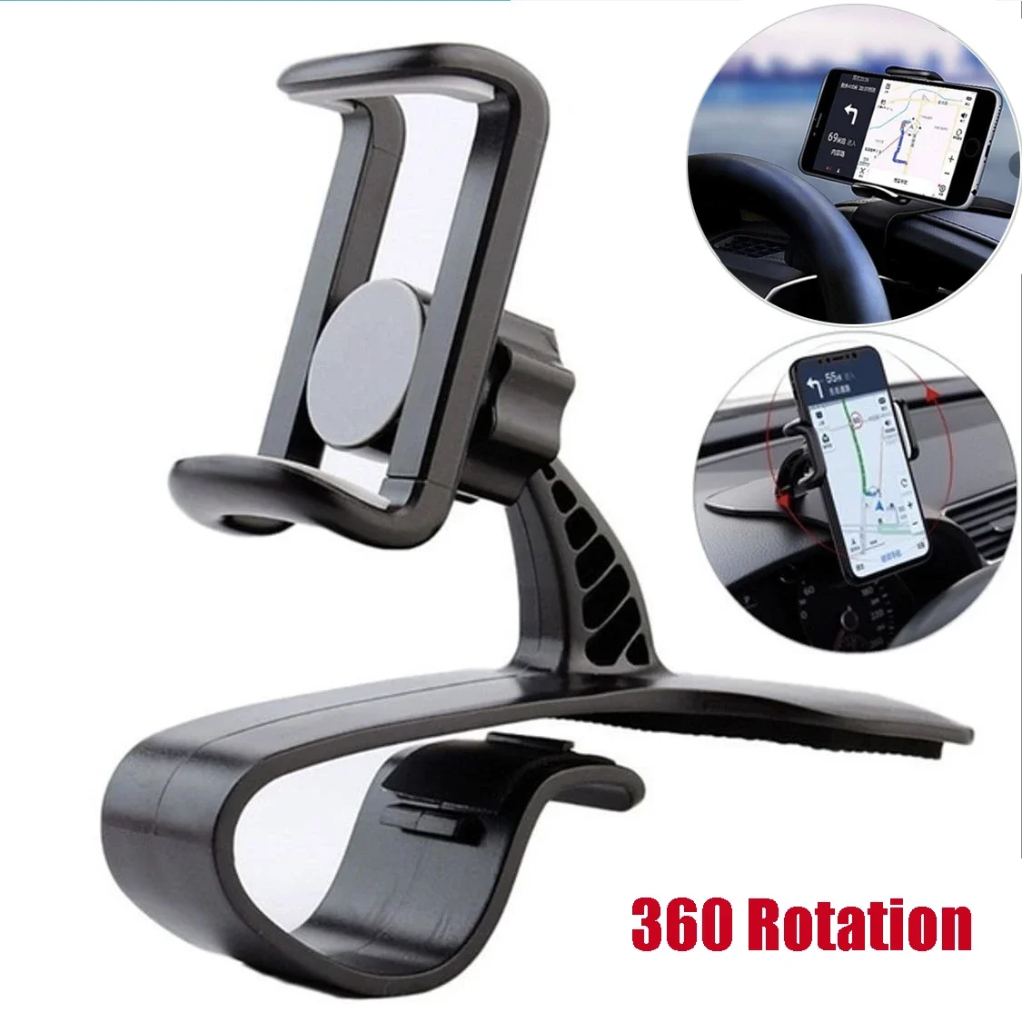 

Car Dashboard Mount Phone Holder Stand Clip on Cradle Universal Cell Phone GPS Support Clip Bracket Rotatable for Mobile Phone