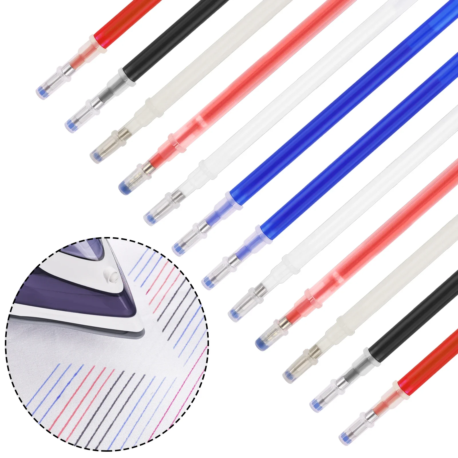 10Pcs/Set Fabric Marker Pen  High Temperature Disappearing Pens Erasable Refill for Patchwork Fabric PU Leather Mark Sewing Tool